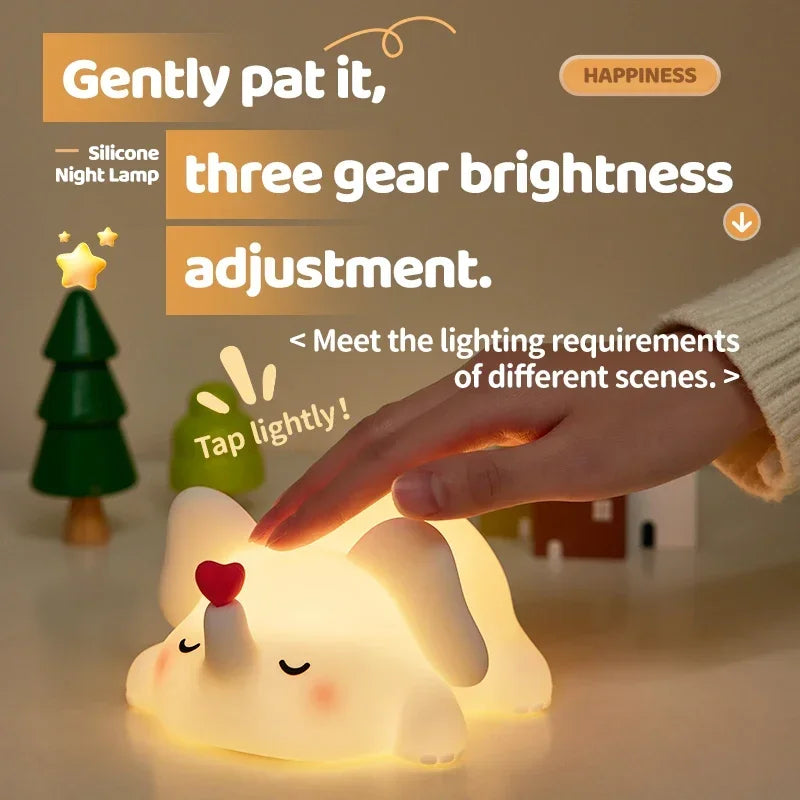 Cute Animal Shape Night Light Soft Silicone Light Bedhead Lamp for Bedroom Kids Birthday Gifts Panda Dog Duck Sloth Elephant